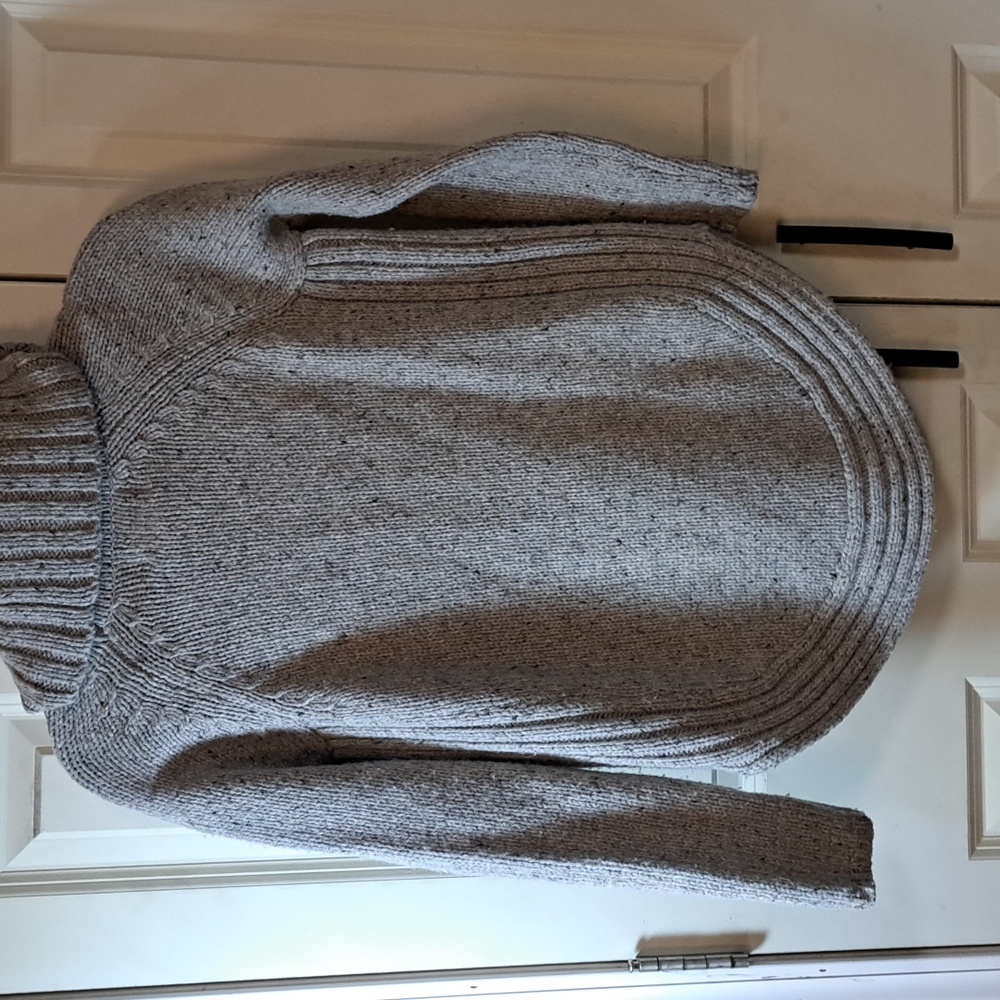 CYNTHIA ROWLEY Cable & Gauge Heather Gray Cowl Neck Sweater - Picture 2 of 4